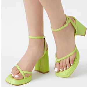 Faux Leather Square-Toe Block Women's HOT Fashion SIZE 7 Lime Green Pumps Heels